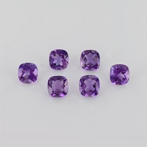 Natural 8x8x5.3mm Faceted Cushion Amethyst