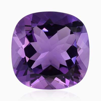 Natural 17x17x10mm Faceted Cushion Amethyst