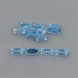 Natural 4x2x1.8mm Faceted Baguette Aquamarine