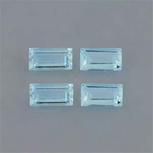 Natural 5x2.5x1.7mm Faceted Baguette Aquamarine