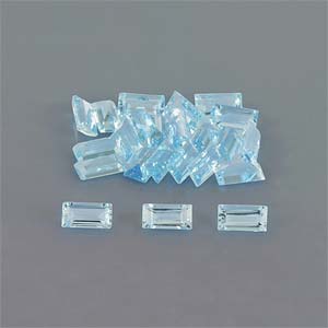 Natural 6x3x2.3mm Faceted Baguette Aquamarine