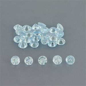 Natural 3x3x2mm Faceted Round Aquamarine