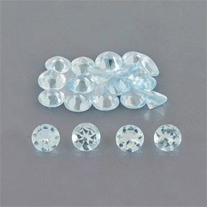 Natural 4x4x2.4mm Faceted Round Aquamarine