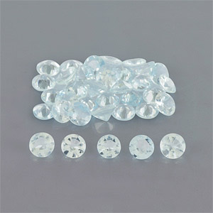 Natural 4x4x2.4mm Faceted Round Aquamarine