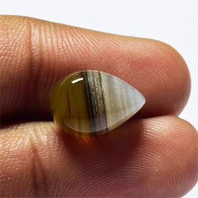 Natural 14x10x6.7mm Cabochon Pear Chalcedony