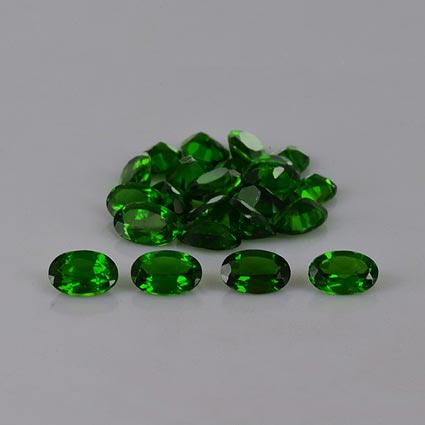 Natural 6x4x2.5mm Faceted Oval Chrome Diopside