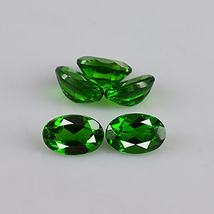 Natural 6x4x2.7mm Faceted Oval Chrome Diopside