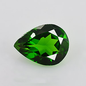 Natural 8x6x3.4mm Faceted Pear Chrome Diopside