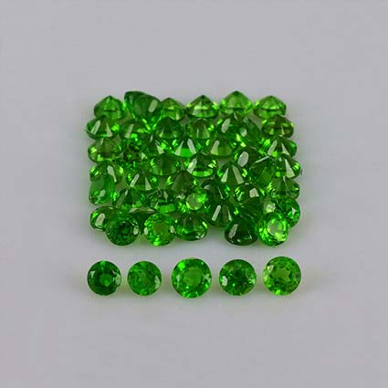 Natural 2.25x2.25x1.7mm Faceted Round Chrome Diopside