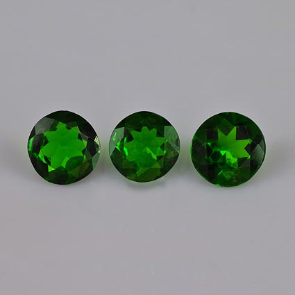 Natural 6.5x6.5x3.3mm Faceted Round Chrome Diopside