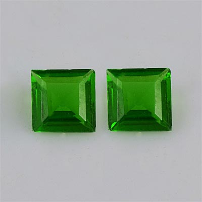 Natural 4x4x2.7mm Faceted Square Chrome Diopside