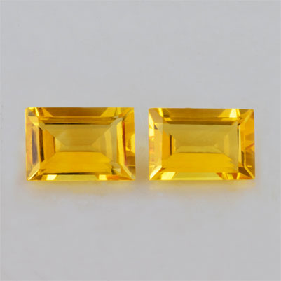 Natural 9x6x4.2mm Faceted Baguette Citrine