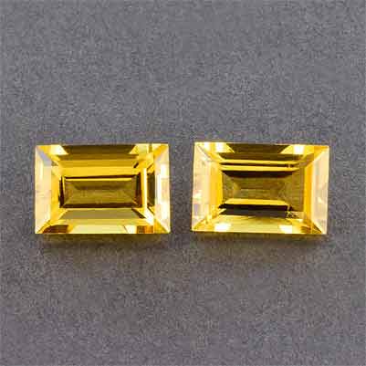 Natural 9x6x4.7mm Faceted Baguette Citrine