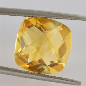 Natural 10x10x6mm Checker Cushion Citrine