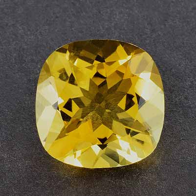 Natural 13x13x7.4mm Faceted Cushion Citrine