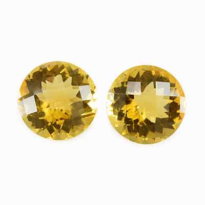 Natural 14x14x9.2mm Checker Round Citrine