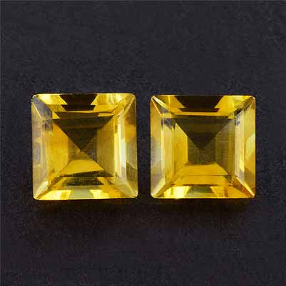 Natural 6x6x4mm Faceted Square Citrine