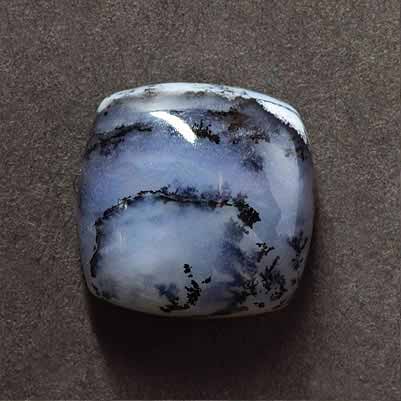 Natural 16x16x7.8mm Cabochon Cushion Dendrite Opal