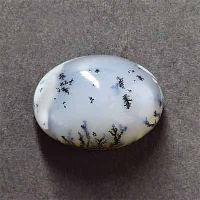 Natural 18x13x8.5mm Cabochon Oval Dendrite Opal