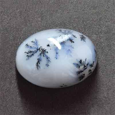 Natural 18x13x8.5mm Cabochon Oval Dendrite Opal