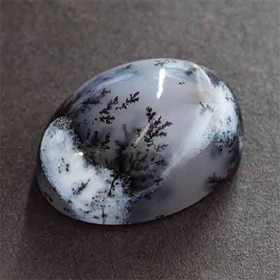 Natural 18x13x8.5mm Cabochon Oval Dendrite Opal