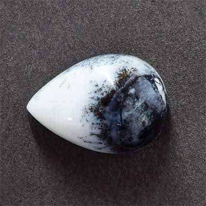 Natural 14x10x6.10mm Cabochon Pear Dendrite Opal