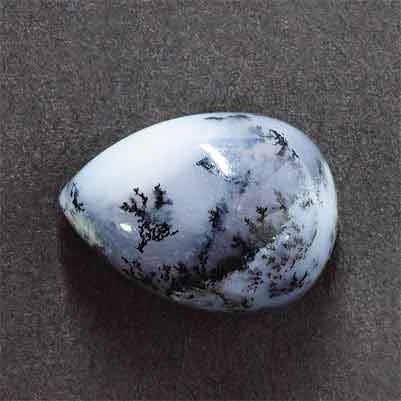 Natural 14x10x6.4mm Cabochon Pear Dendrite Opal