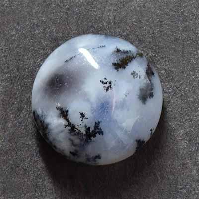 Natural 10x10x4.8mm Cabochon Round Dendrite Opal