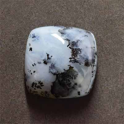 Natural 16x16x7.6mm Cabochon Cushion Dendrite Opal