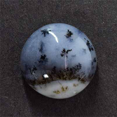 Natural 10.20x10.20x4.7mm Cabochon Round Dendrite Opal