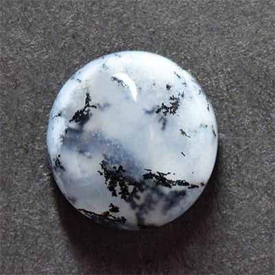 Natural 9.7x9.7x4.6mm Cabochon Round Dendrite Opal