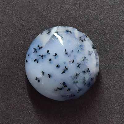 Natural 12.20x12.20x5.3mm Cabochon Round Dendrite Opal