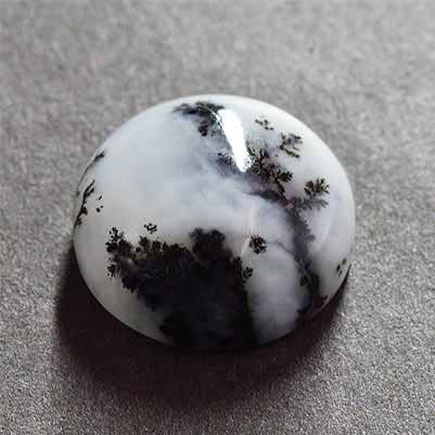 Natural 12.20x12.20x5.8mm Cabochon Round Dendrite Opal