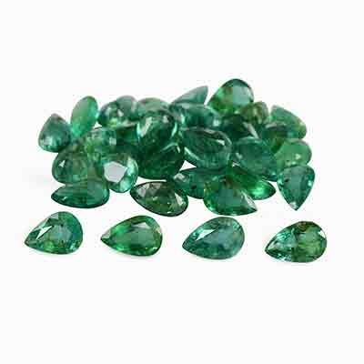 Natural 6x4x2.9mm Faceted Pear Brazilian Emerald