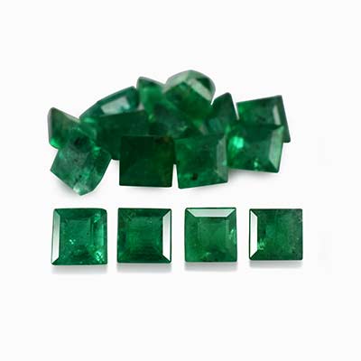 Natural 2x2x1.5mm Faceted Square Emerald