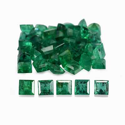 Natural 2x2x1.5mm Faceted Square Emerald