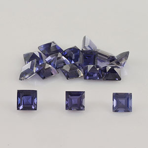 Natural 4x4x2.7mm Faceted Square Iolite