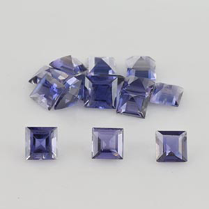 Natural 4x4x2.3mm Faceted Square Iolite