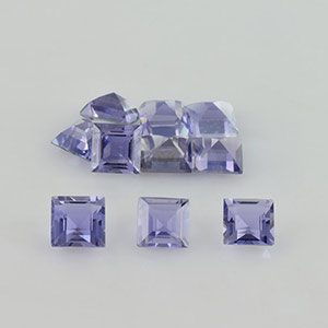 Natural 4x4x2.5mm Faceted Square Iolite