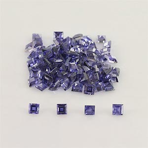 Natural 2.5x2.5x1.8mm Faceted Square Iolite