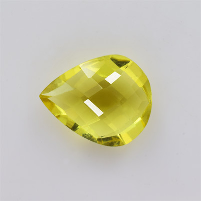 Natural 13x10.7x5.5mm Checker Briolette Lemon Quartz