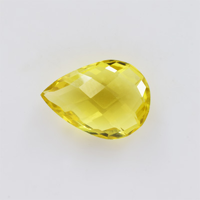 Natural 15x11x5.7mm Checker Briolette Lemon Quartz