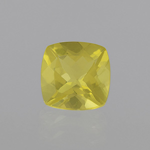 Natural 10x10x6.3mm Faceted Cushion Lemon Quartz