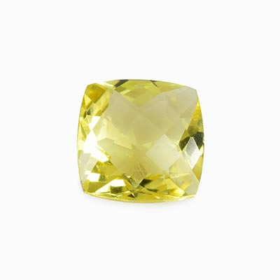 Natural 10x10x6mm Checker Cushion Lemon Quartz