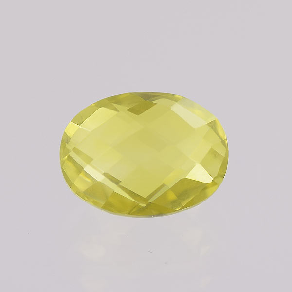 Natural 12x9x6.8mm Checker Oval Lemon Quartz