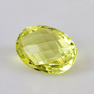 Natural 12.4x9x7.4mm Checker Oval Lemon Quartz