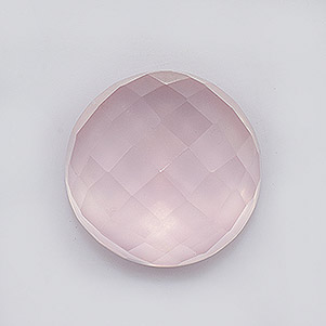 Natural 14.3x14.3x7.9mm Checker Round Rose Quartz