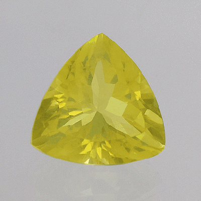 Natural 14x14x8.5mm Faceted Triangle Lemon Quartz