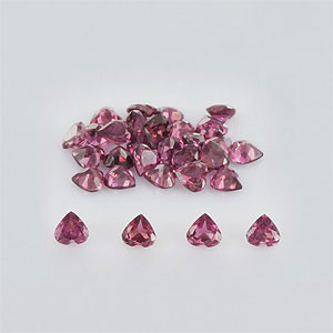 Natural 3x3x1.9mm Faceted Heart Rhodolite Garnet