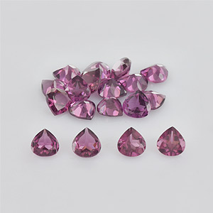 Natural 4x4x2.3mm Faceted Heart Rhodolite Garnet